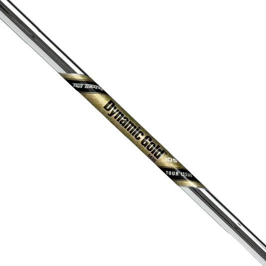 True Temper Dynamic Gold 105 Tour Issue iron shaft .355, designed for lightweight performance and tight weight tolerance.