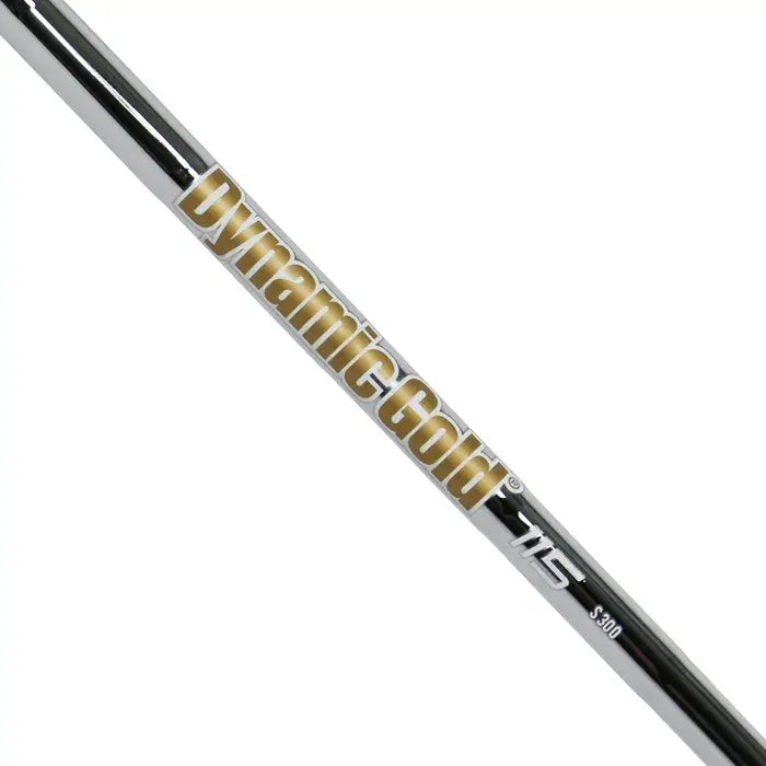 Dynamic Gold 115 wedge shaft with chrome finish and branding, ideal for moderate tempo golfers looking for lightweight performance.