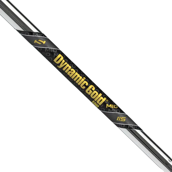 True Temper Dynamic Gold Mid 115 iron shaft showcasing unique geometry for enhanced launch and spin.
