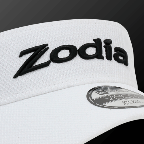 Zodia Diamond Era Sun Visor in white with breathable material and adjustable size for UV protection.