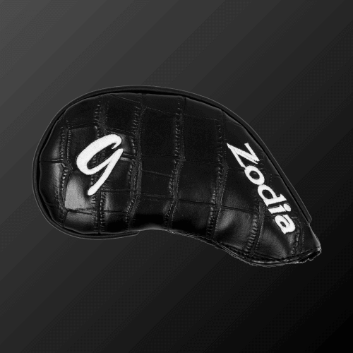 Zodia Iron Cover in black PU leather, featuring a simple design for easy wear and storage, waterproof, and velour-lined for protection.