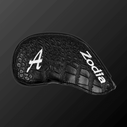 Zodia Iron Cover in black PU leather, stylish and durable, designed to protect and fit irons and wedges.