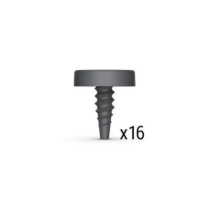Pack of 16 gray screws with a flat head for secure fastening in various applications.
