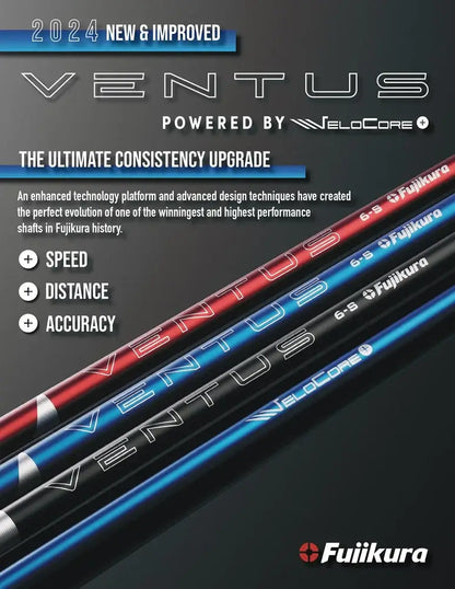 2024 FUJIKURA VENTUS red wood shaft showcasing VeloCore technology for speed, distance, and accuracy.