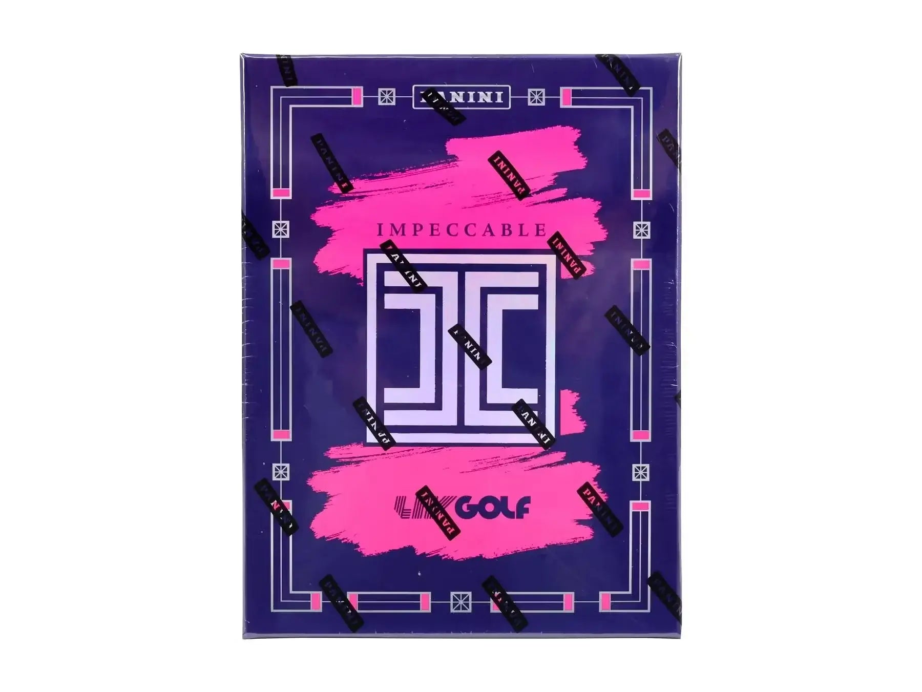 2024 Panini Impeccable LIV Golf Hobby Box packaging featuring bold design and vibrant colors.