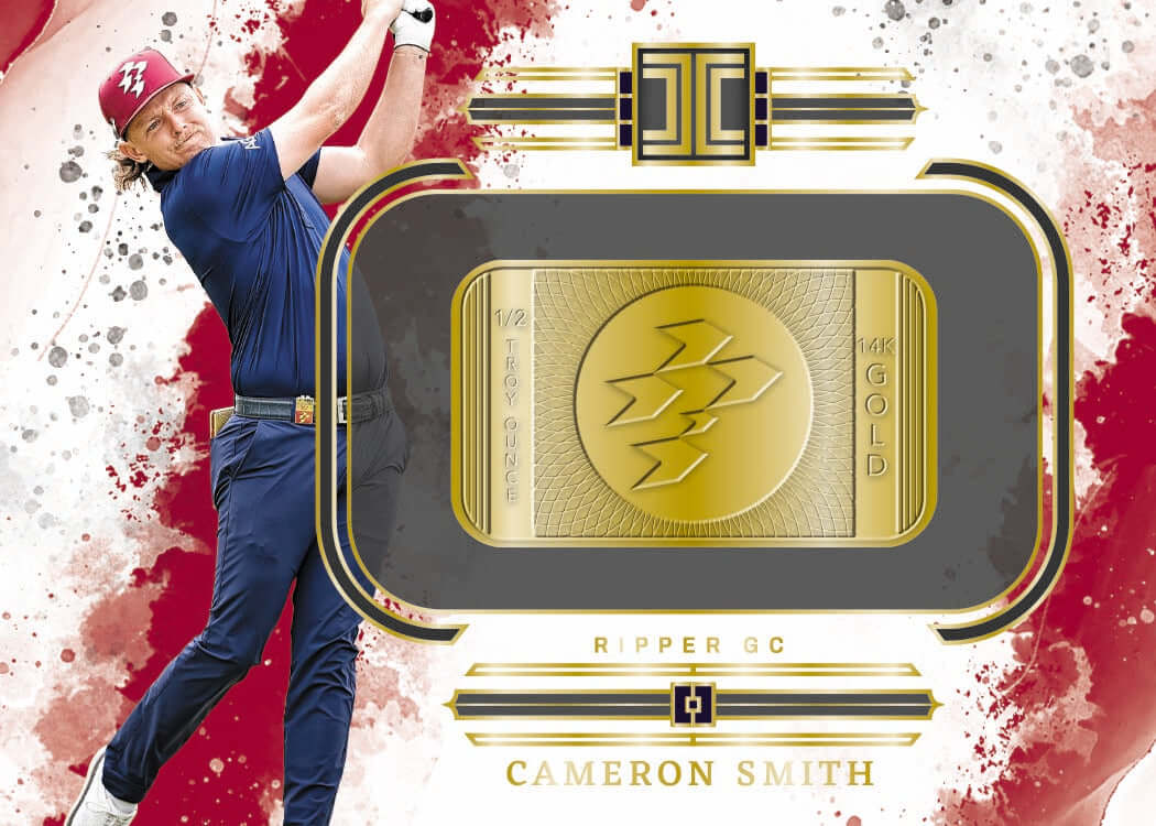 2025 Panini Impeccable LIV Golf Hobby Box (Pre Order) featuring Cameron Smith and a gold insert card.