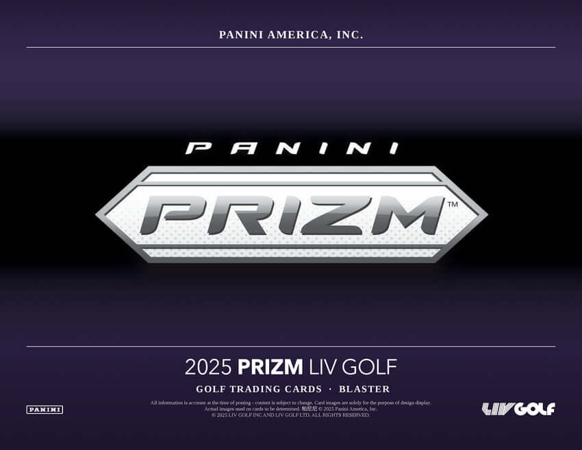 2025 Panini Prizm LIV Golf Blaster Box featuring Panini Prizm logo and LIV Golf branding.