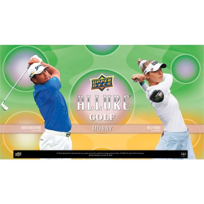 2026 Upper Deck Allure Golf Hobby Box (Pre Order) featuring golfers posing on a colorful background.
