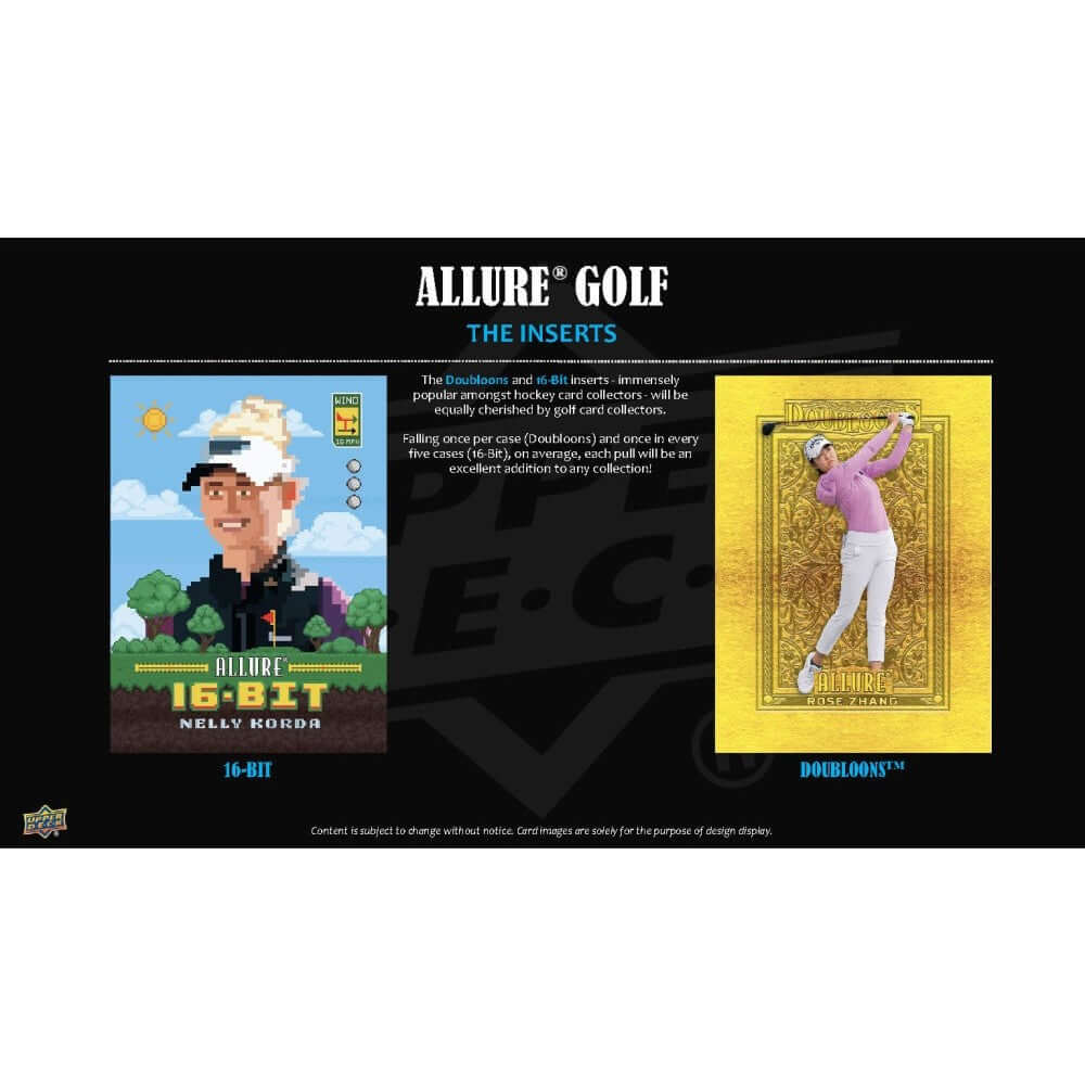 2026 Upper Deck Allure Golf Hobby Box (Pre Order) featuring 16-Bit Nelly Korda and Dobloons inserts.