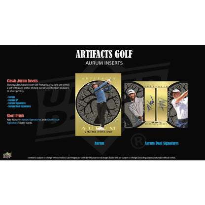2026 Upper Deck Artifacts Golf Hobby Box (Pre Order) showcasing Aurum inserts with Victor Hovland's signature.