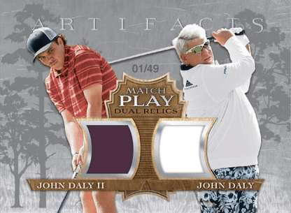 2026 Upper Deck Artifacts Golf Hobby Box (Pre Order) featuring dual relics of John Daly II and John Daly.