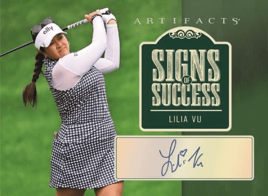 2026 Upper Deck Artifacts Golf Hobby Box (Pre Order) featuring Lilia Vu Signs of Success autographed card.