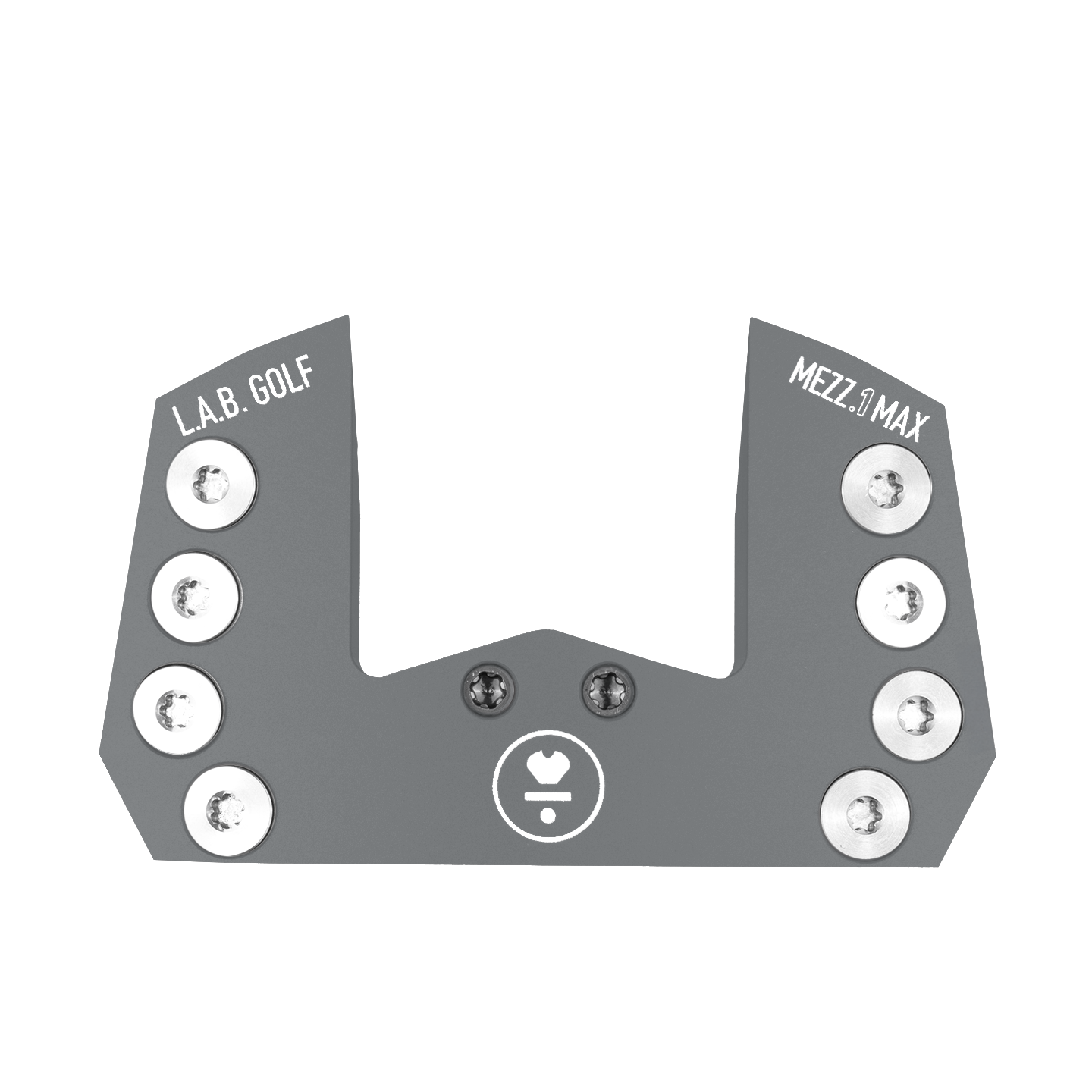 L.A.B. Golf MEZZ.1 MAX custom putter head showing Lie Angle Balance design in sleek gray finish.