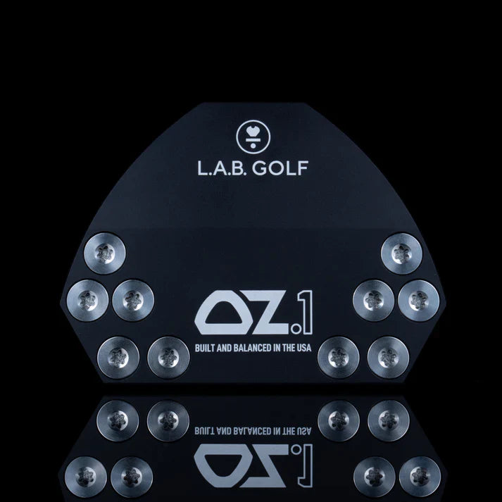 L.A.B. GOLF OZ.1 putter face design with silver screws, built and balanced in the USA.