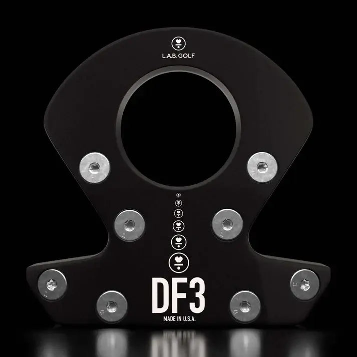 L.A.B. Golf DF3 Stock Putter front view showcasing its unique design and build features.