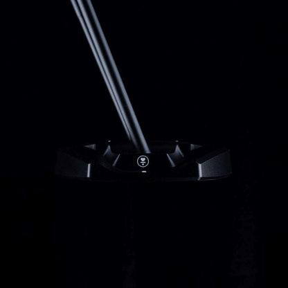 L.A.B. Golf VZN.1i Standard Putter head with alignment guide for accurate aiming in a dark background.