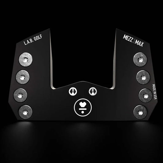 L.A.B. Golf MEZZ.1 MAX Stock Putter showcasing sleek design and adjustable weights for customized performance.