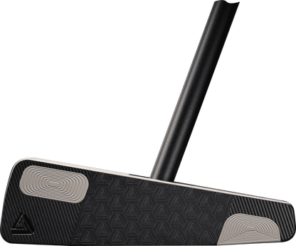 BGT Paradox Blade Putter showcasing a sleek design with a black finish and unique textured grip features.