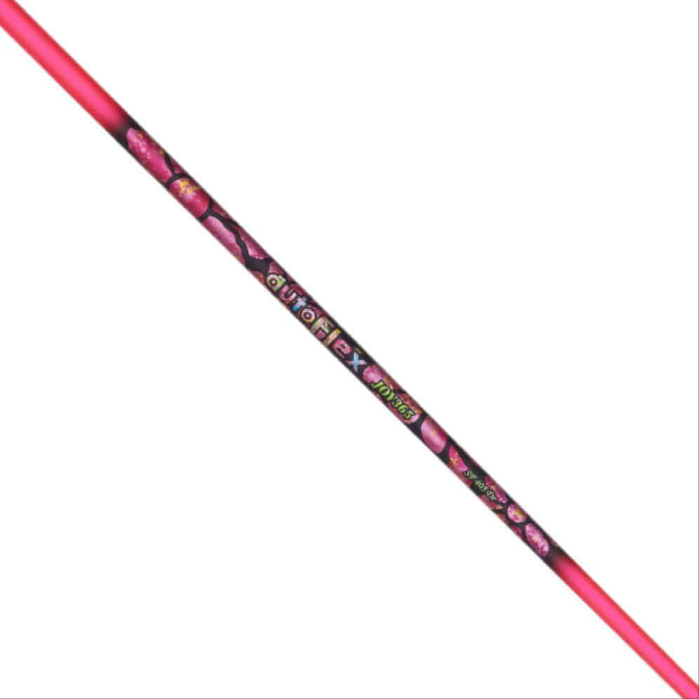autoFlex Joy 365 Driver Shaft in vibrant pink color with unique graphics and custom design.