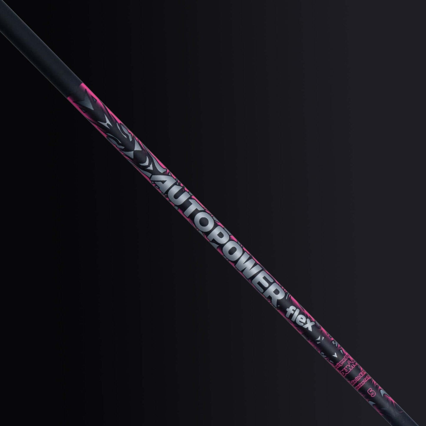 AutoPower Flex Driver Shaft showcasing its unique design and colors against a dark background.
