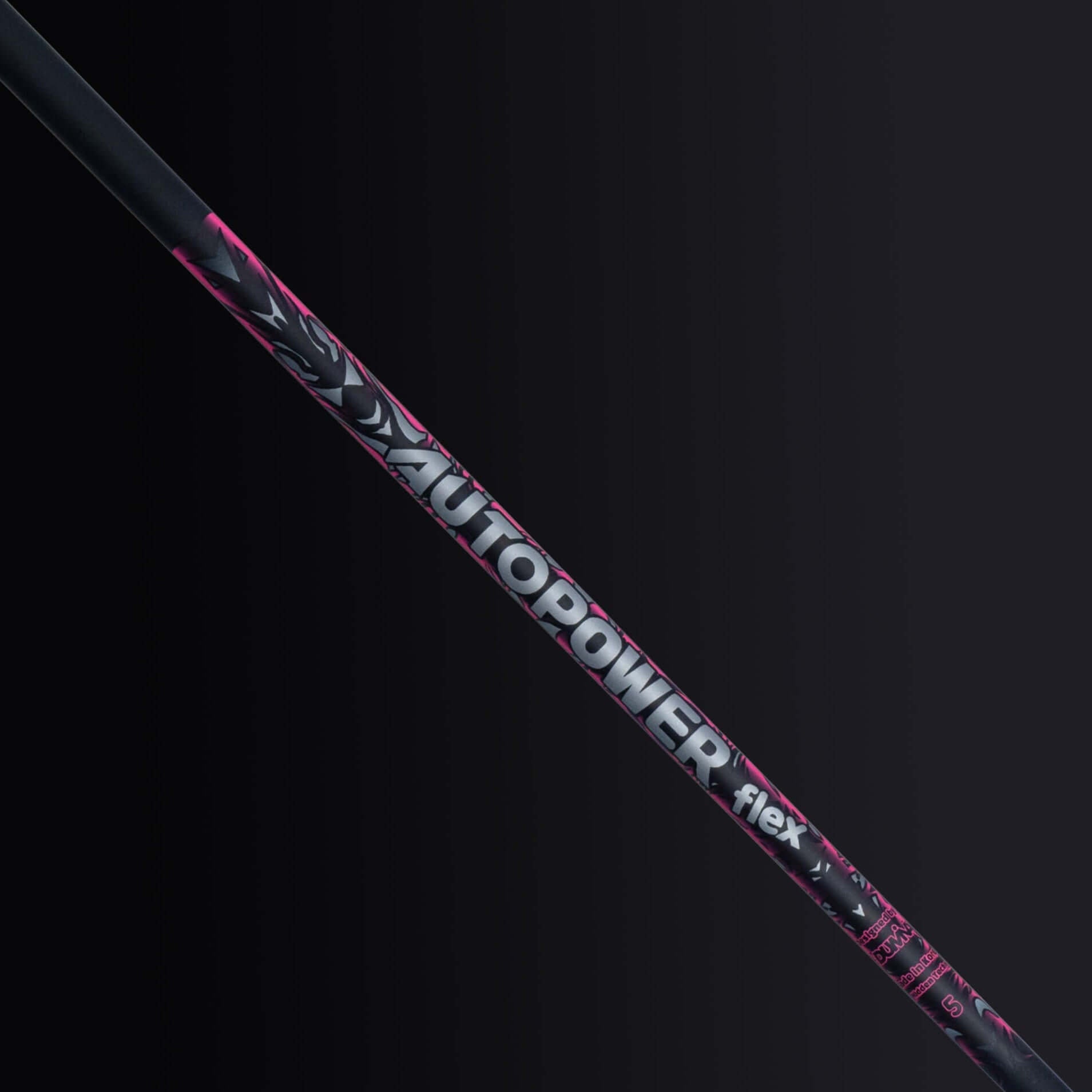 AutoPower Flex Driver Shaft showcasing its unique design and colors against a dark background.