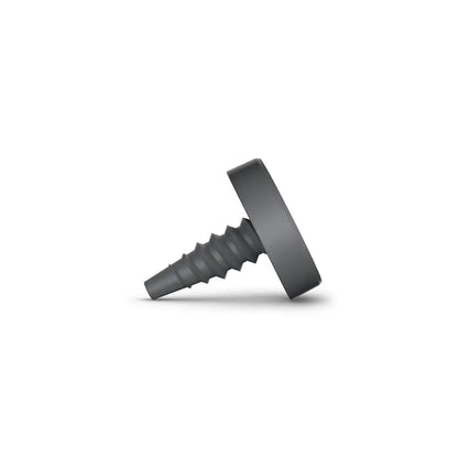 Gray screw with a flat top and ridged body, designed for secure fastening in various applications.