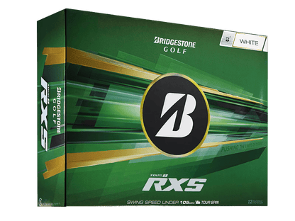 Bridgestone 2026 TOUR B RXS Golf Balls (12 Pack) packaging with logo and description.