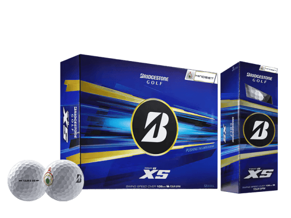 Bridgestone 2026 TOUR B XS Mindset Golf Balls (12 Pack) with packaging and golf balls displayed.