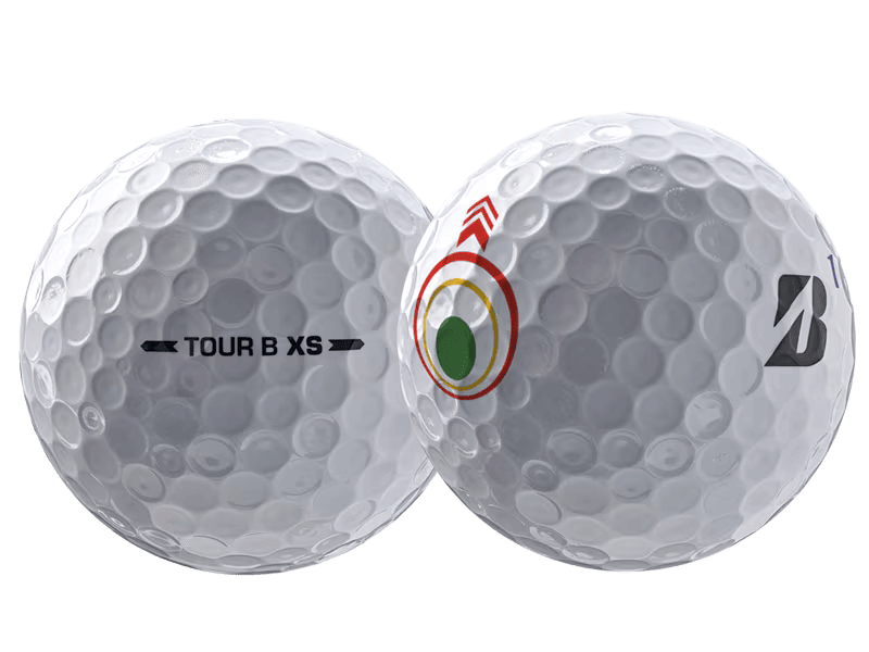 Bridgestone 2026 TOUR B XS Mindset Golf Balls (12 Pack) showing two views of the golf balls with logo and markings.