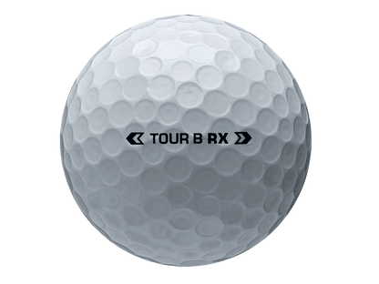 Bridgestone TOUR B RX golf ball showcasing the signature markings for distance and control in golf.