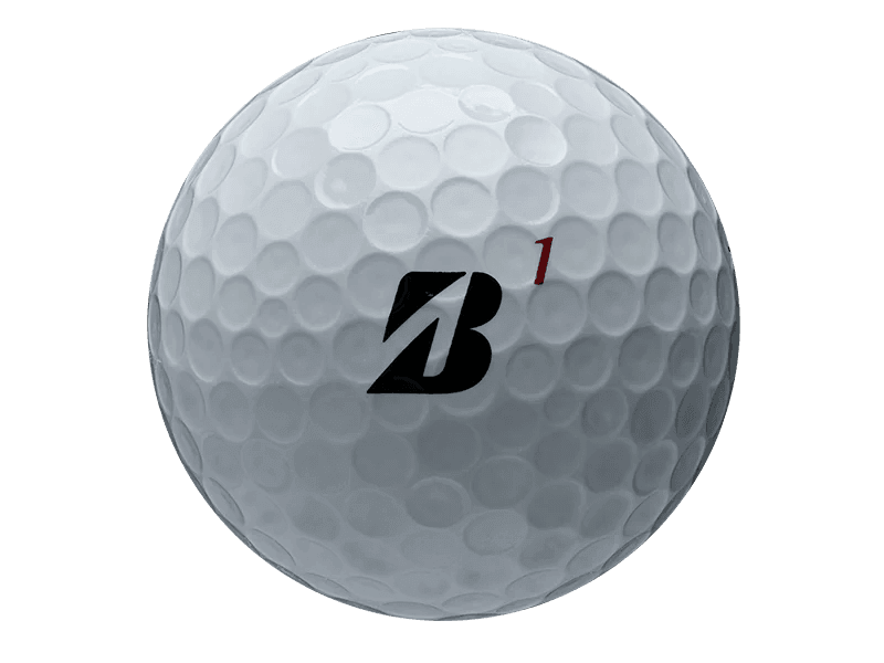 Bridgestone TOUR B RX golf ball showcasing the logo, designed for distance and control for moderate swing speeds.