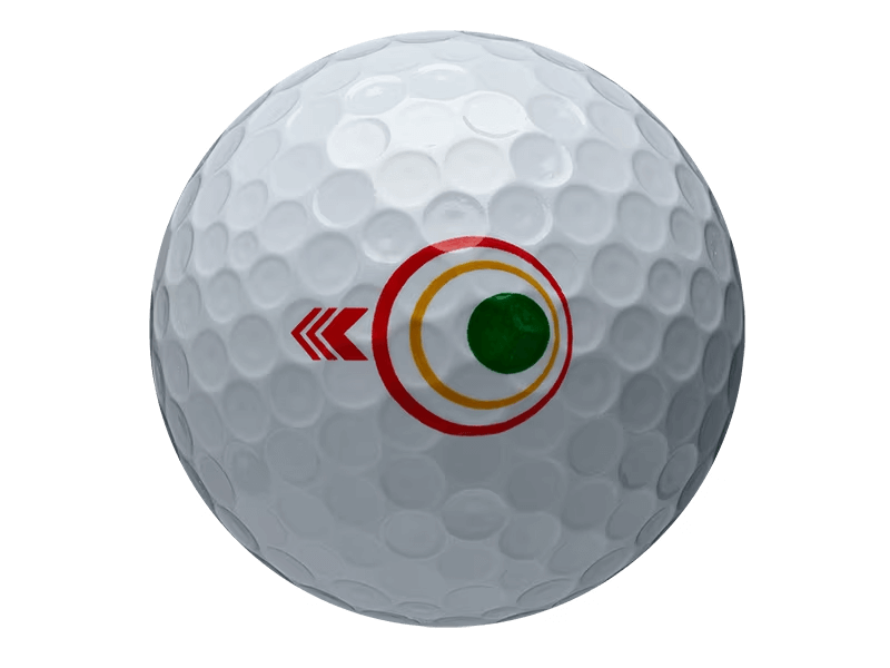 Bridgestone TOUR B RX Mindset golf ball showcasing visual alignment aid for enhanced focus and performance.