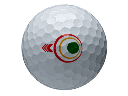 Bridgestone TOUR B RX Mindset golf ball showcasing visual alignment aid for enhanced focus and performance.