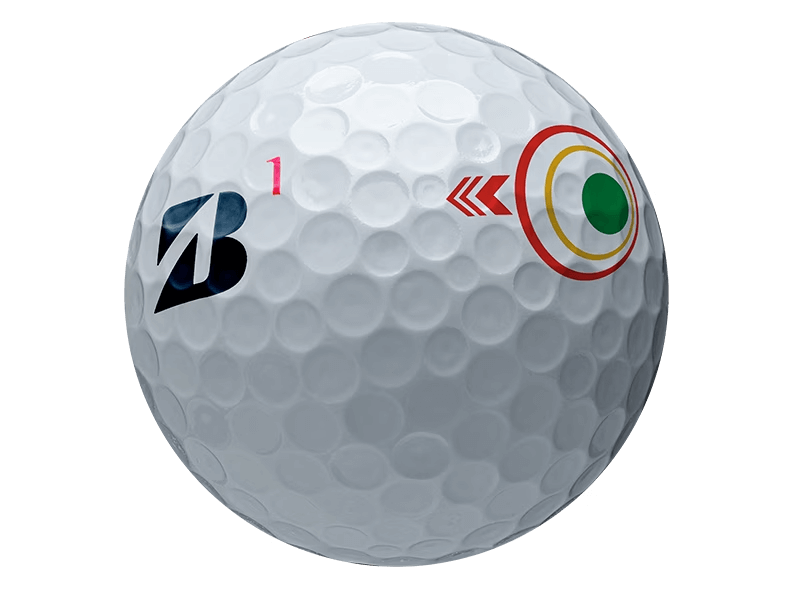 Bridgestone TOUR B RX Mindset golf ball featuring alignment aid and REACTIV iQ technology for optimal performance.
