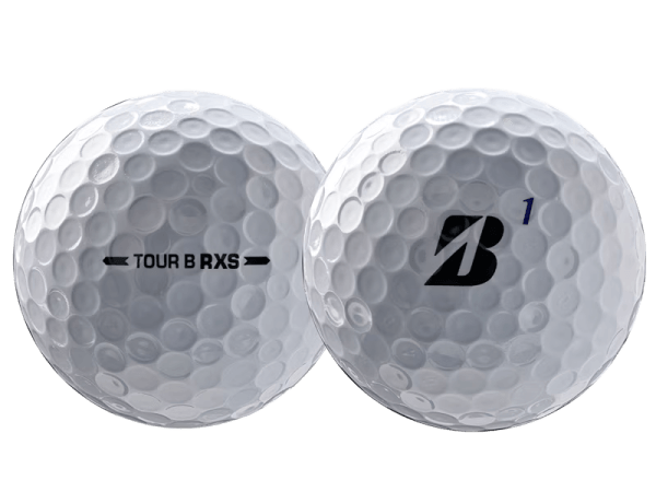 Bridgestone 2026 TOUR B RXS Golf Balls (12 Pack) showing both sides with TOUR B RXS and B logo.