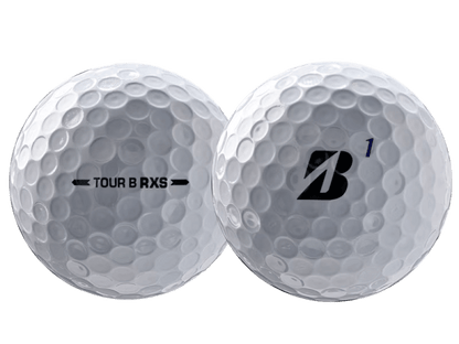 Bridgestone 2026 TOUR B RXS Golf Balls (12 Pack) showing both sides with TOUR B RXS and B logo.