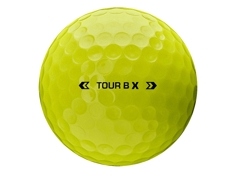 2024 Bridgestone TOUR B X golf ball in bright yellow color, designed for speed and control for advanced players.