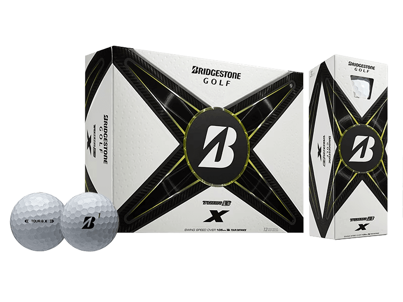 Bridgestone TOUR B X Golf Balls (12 pack) with innovative REACTIV iQ technology for enhanced performance.