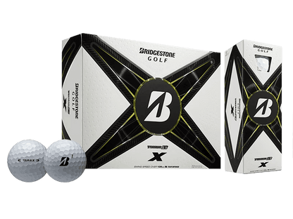Bridgestone TOUR B X Golf Balls (12 pack) with innovative REACTIV iQ technology for enhanced performance.