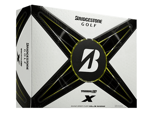 Bridgestone TOUR B X Golf Balls 12 pack box, featuring advanced REACTIV iQ Smart Cover Technology for enhanced performance.