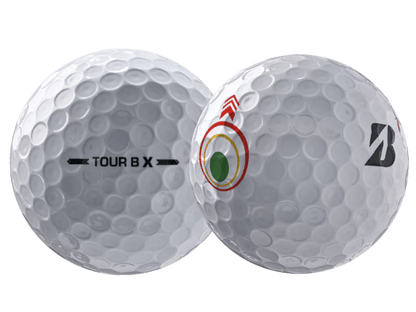 Bridgestone 2026 TOUR B X Mindset Golf Balls (12 Pack) showing the two sides with Tour B X branding.