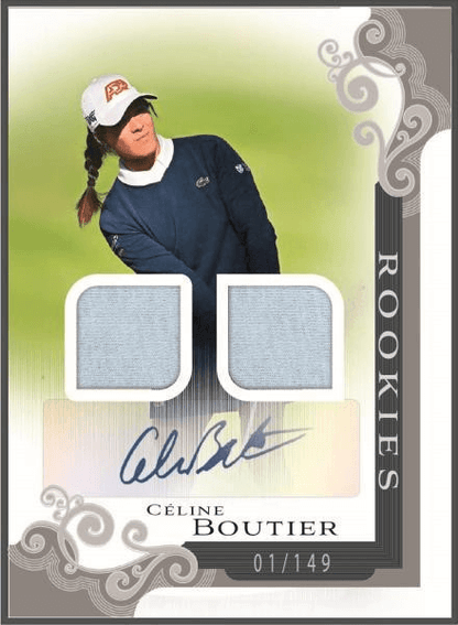 2026 Upper Deck Artifacts Golf Hobby Box (Pre Order) featuring Célène Boutier rookie card with dual memorabilia.