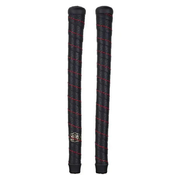 Classic Wrap Swinger Grip in black with red threading, designed for enhanced feel and traction for golfers.