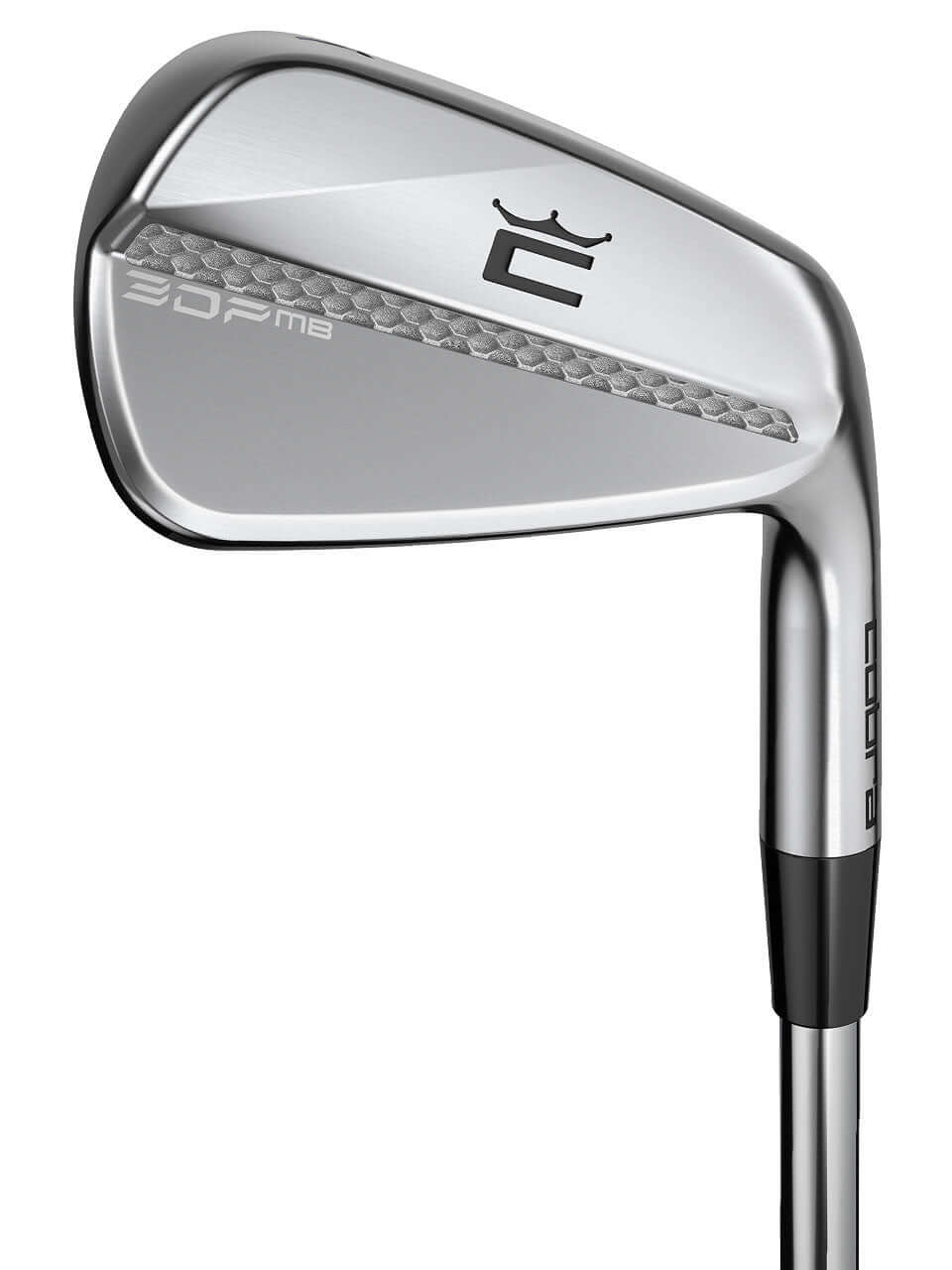 Close-up of the COBRA 3DP MB Irons showcasing its sleek design and innovative 3D printing technology.