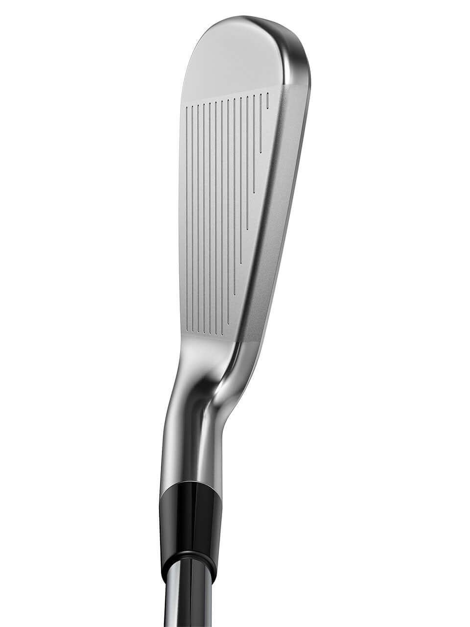 COBRA 3DP X Irons showing a close-up of the clubhead design with precision grooves for improved performance.