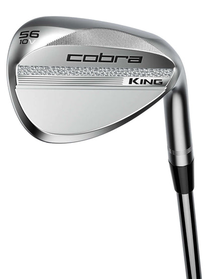 Close-up of KING Wedge featuring COBRA logo, showcasing precision and advanced MIM construction for golfers.