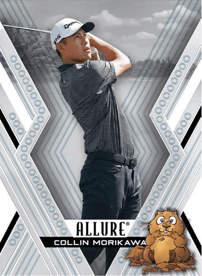 2026 Upper Deck Allure Golf Hobby Box (Pre Order) featuring golfer Collin Morikawa on a striking chrome card design.