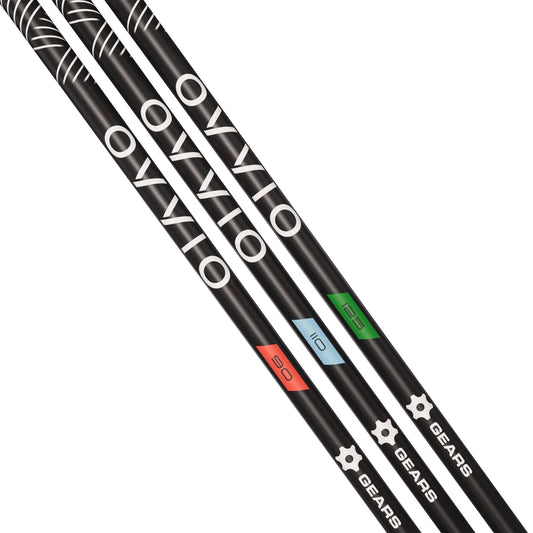 OVVIO Iron Shafts from GEARS Golf showcasing graphite technology for enhanced performance and consistency.
