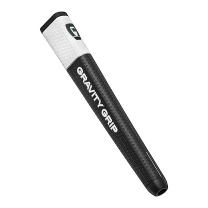 GG3 Gravity Grip in black and white design, featuring a flat front surface and deep pistol flare for enhanced putting accuracy.