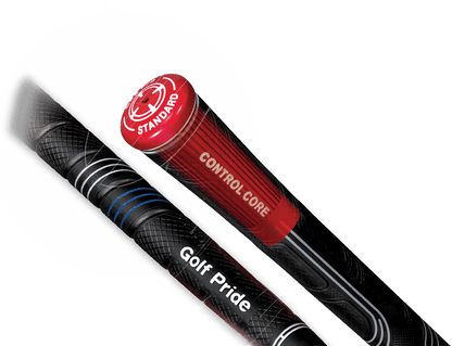 Close-up of Golf Pride CP2 Wrap golf grips showcasing Control Core technology and ergonomic design.